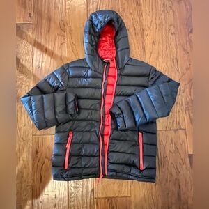 Weatherproof Down Quilted Black and Red Kids Puffer Jacket Packable